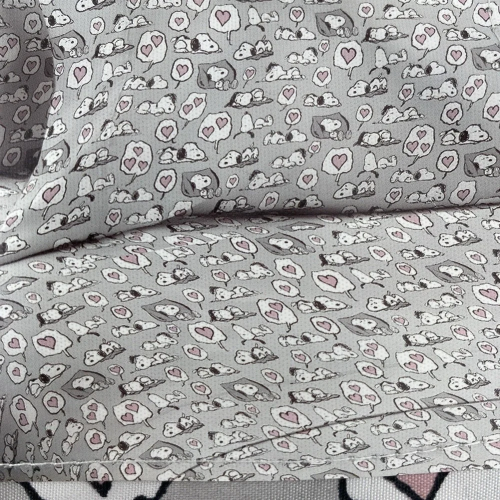 Peanuts Snoopy Sheet Set FULL Gray Sleeping Hearts Love Valentines Berkshire